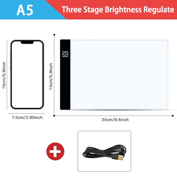 LED Light Pad A5/A4/A3 with 3 Brightness Levels Light Table/Light Pad_yux