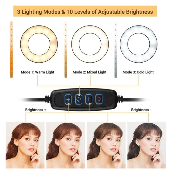 Selfie Ring Light Hållare Lazy Bracket LED-lys Live Stream multifarge