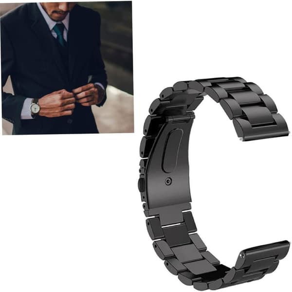 Smart Watch Rem 22mm rustfrit stål armbånd kompatibelt med Apple Huawei Black Consumer Electronics