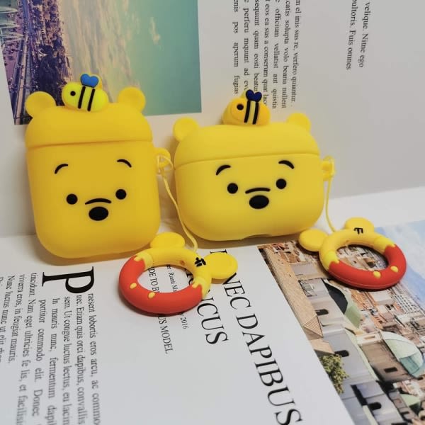 TG Yhteensopiva Airpod-kotelolle 1&2 Winnie, söpö Kawaii 3D Sil