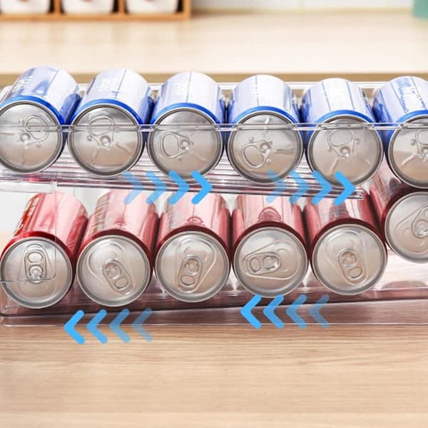 Can rack for refrigerator and kitchen cabinets, can rack for refrigerator storage of beverage cans, stackable plastic can dispenser, beverage can, fruit snack_yux