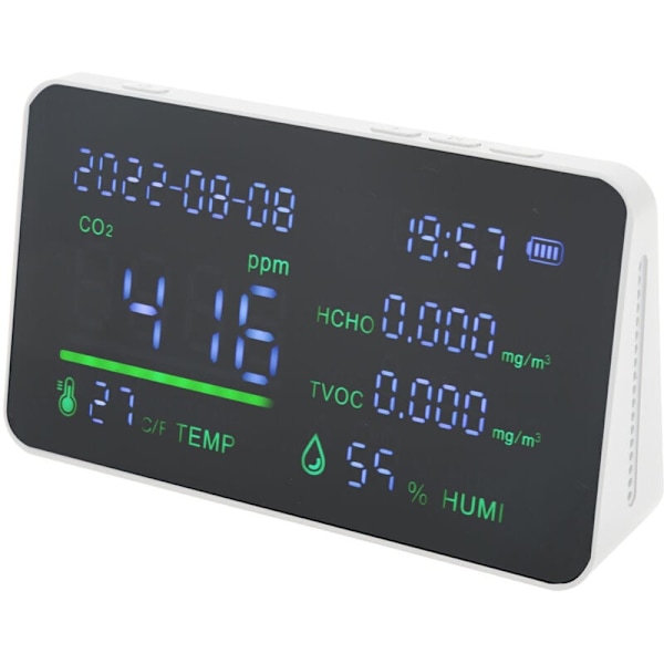 CO2-detektor, ABS & elektroniska TVOC-sensorkomponenter, digital temperatur- och fuktighetstestare, luftkvalitetsmätare för köpcentrum, vit, DUBUNS