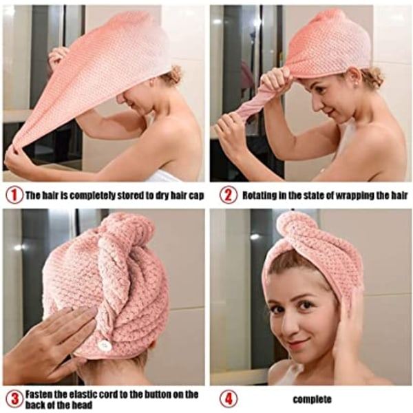 TG 2-PACK (Rosa och Brun) Mikrofiber Hårhandduk Hårinpackning Hårhandduk