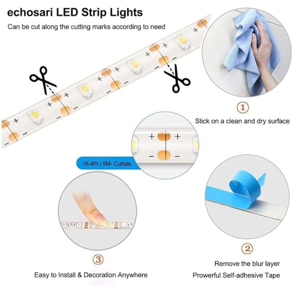 1m LED-stripe med fjernkontroll, batteridrevet for varm hvit innendørs dekorasjon Varmvit-1 m Parent