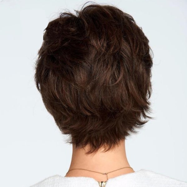 TG Europeiska og amerikanske kvinners peruk, kort curl mesh peruk sett, blandet brun