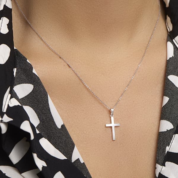 Silverkorshänge, klassisk polerad religiös berlock för män och kvinnor, vardagssmycke, silver
