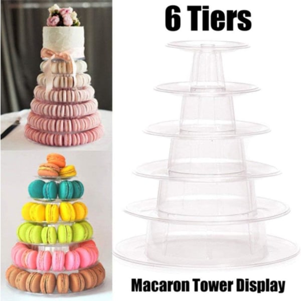 Galaxy 6-vånings Cupcake Holder Stand, Round Macaron Tower Stand, Klar akryl Cupcake Display Riser