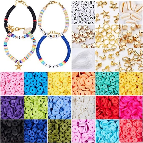 4285 stk 20 farger 6mm runde leirdistanser Perler Leirperler Flat Heishi-perler