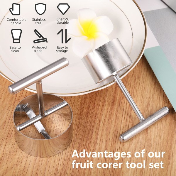 2 stk Apple Corer, Rustfritt Frukt Slicer Pære Corer Separat