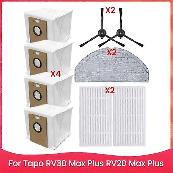 For Tapo RV30 RV20 Max Plus sidebørste filter moppeklut støvposer