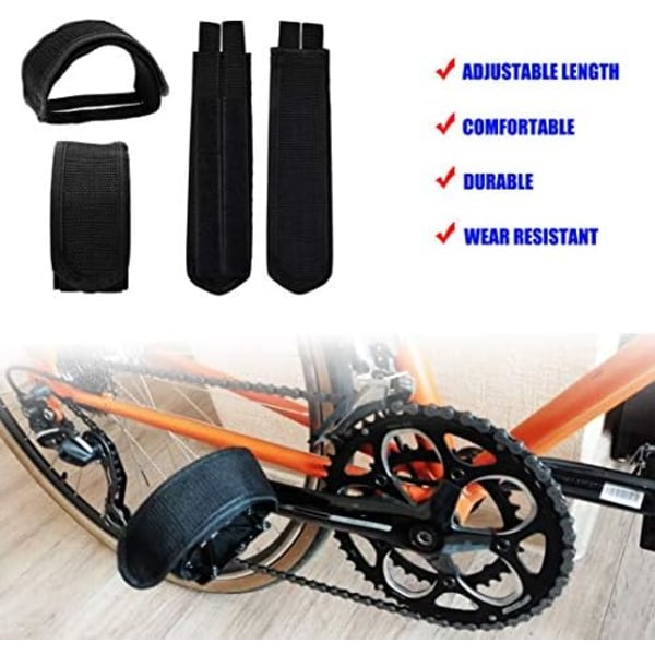 Tomato Palace Black Mountain Bike Pedalremme, Tåclipsrem til Fixed Gear Cykel (2 STK) Sort Sort Sort
