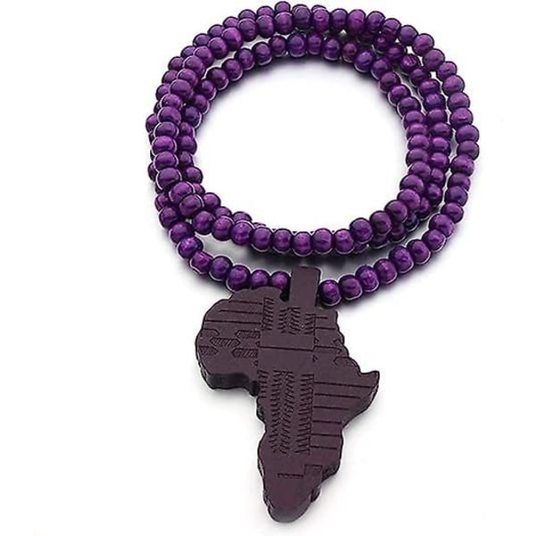 Bling 8mm puupalakehjä Afrikkalainen hiphop kartta riipus kaulakoru miehille pojille luonnonpuu sininen
