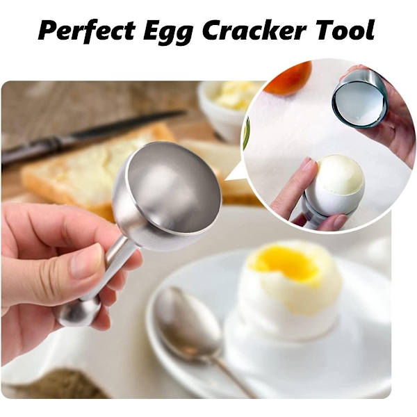 Eggeskallkutter - Sprekker i rustfritt stål - Eggeskallkutter i rustfritt stål - Fjerner - Eggdeler - Eggeskallåpner - Eggeskallsprekker - Eggetopper
