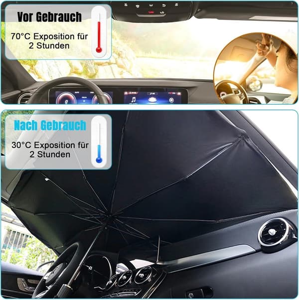 Bilvindrutesolskydd, 125x65cm, Vikbart UV-skydd & Värmeisolering, Sommartillbehör