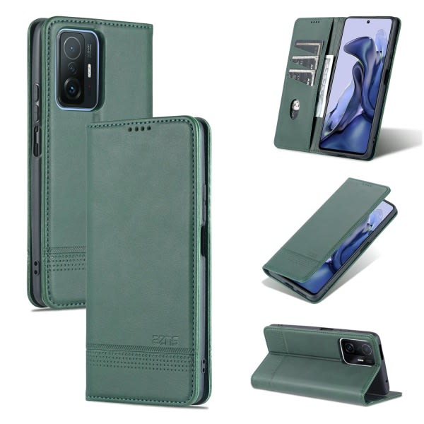 TG Xiaomi 11T Pro - Professionelt Slank Wallet Case Mørkegrøn