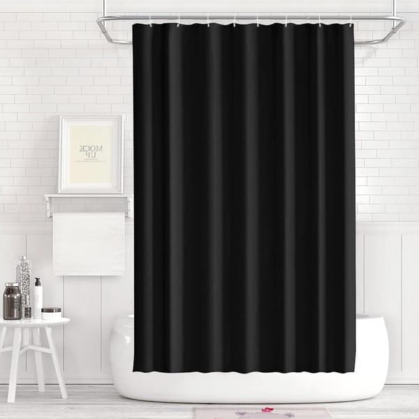 Mögelresistent duschdraperi, svart, vattentätt tvättbart PEVA, 120x200cm med 8 ringar