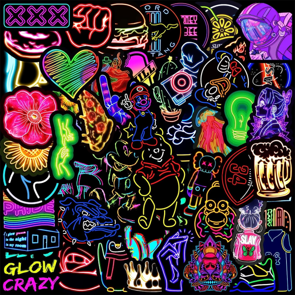 Galaxy Paket med 100 vintage graffiti-dekaler neon-dekaler for sykkel, skateboard, bærbar datamaskin, PS4 høy vidhäftning