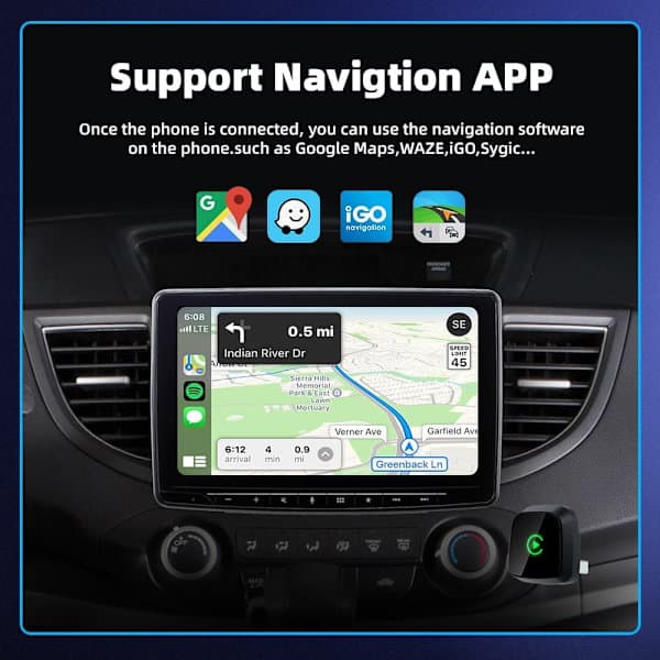 Langaton CarPlay & Android Auto -sovitin 2025 – Helppo Plug & Play, Nopea Yhteys, Sopii iPhone & Android-yux -puhelimille