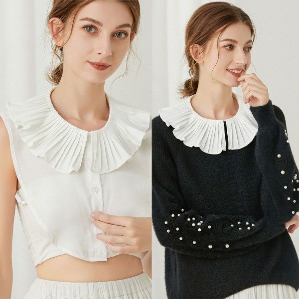 Nuken Lolita-tyylinen vääri kaulus Dickey Lotus-ryppyinen volangipusero