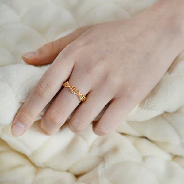 Ring DNA Molekyle Helix Kemi Medicin Guld Gold Guld