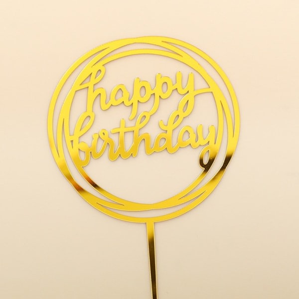 Gull Bursdagskake Dekorasjon Kake Topper, Dekorasjon Gateau Anniv