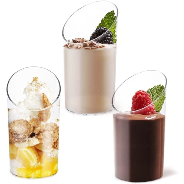 TG 100 bitar mini vinklade dessertglas, 70 ml (83x 3,6 cm) Plast R
