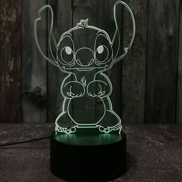 3D Cartoon Stitch Nattlampa 7 Färgbyte LED-lampa Touch