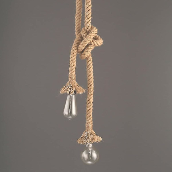 Industriell Taklampa, Hamprep Dubbel Hängande Ljus För Matrum, Hall, Restaurang, Bar, Café - Längd 60cm
