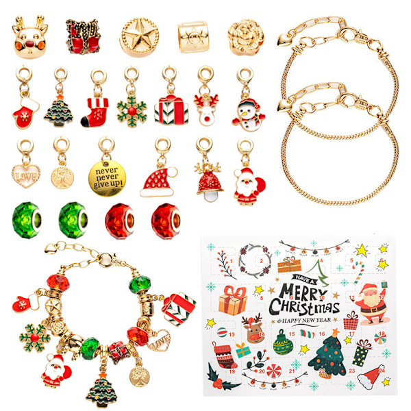 Ny Jul Nedräkningskalender Armband Blind Box Barn DIY Jul Armband Halsband Presentset RC424 Top and Bottom Cover Type C
