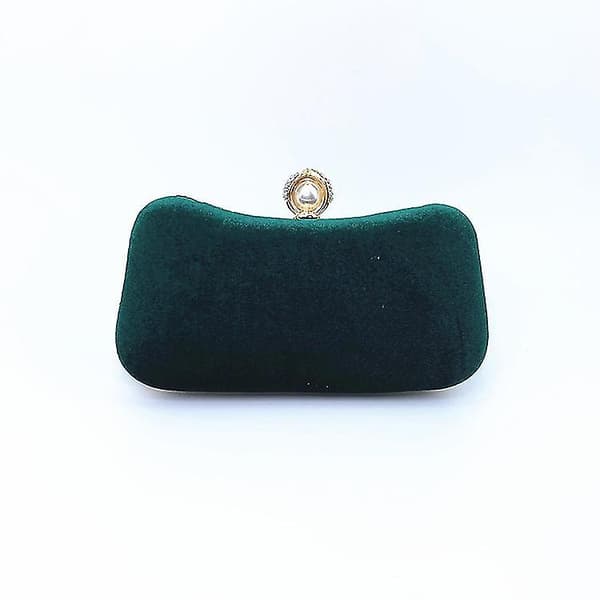 Samettipronssinen iltalaukku Retro Clutch - Vihreä