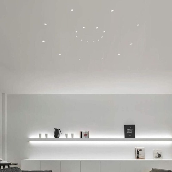 Pakke med 6 Sorte Mini LED Forsænkede Loftspots Mini LED Spotlight til Skabsloftlys, 3W, Varm Hvid