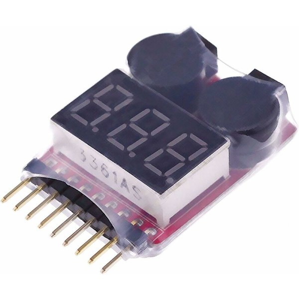 RC 1-8s Lipo Batteritester Monitor Summer Lavspenningsalarm Spenningskontroll med LED-indikator for Lipo Life LiMn Li-ion Batteri (2STK)