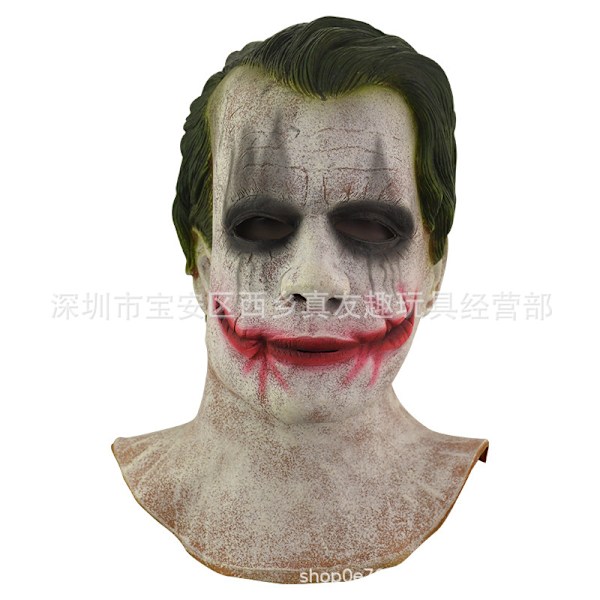 Nøye utvalgt Batman Jack-maske joker-maske Halloween-klovnemaske grønt hår rød nese latex hodedeksel Long Jack Clown