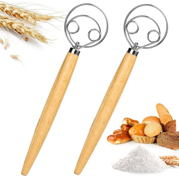 Sæt med 2 Brøddejpiskere Dej Mixer Pisker Dansk Dej Wh