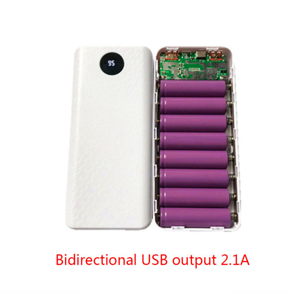 Dubbel USB Type-C 8x18650 Batteri DIY Power Bank Box Hållare för Skal Snabbladdare för Mobiltelefon Surfplatta PC A Svart