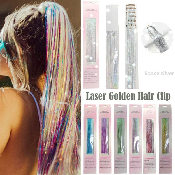 TG 6 ST Clip-in Hårglitterset, Glitter Fairy Tinsel Hårförlängningar Sju färger en one size