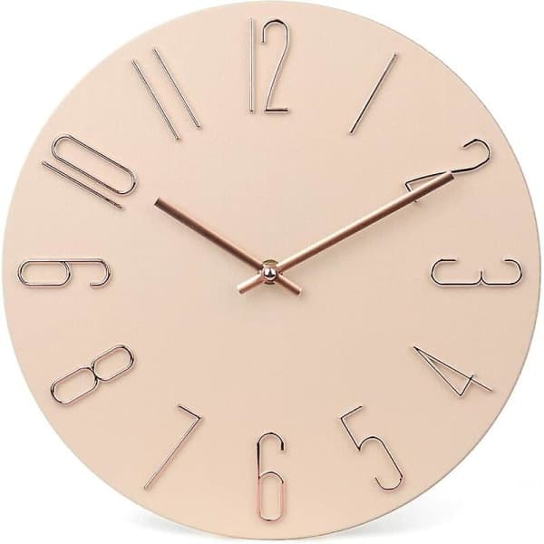 Klocka Modern väggklocka 30 cm Tyst, ej tickande batteridrivna träväggklockor - beige