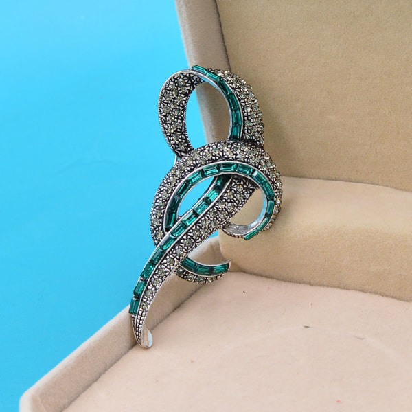 Musta Kukka-Brossi Strassilla, Vintage Antik Hopea Brossi Pin Elegant Upea Brossi Lahjaksi