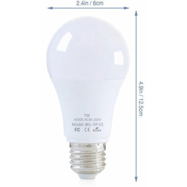 E27 LED-lampa, Med rörelsesensor, 7W, Vit, 2st