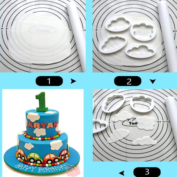 Galaxy Förpackning med 5 Cloud Cookies Fondant Cutter, Moln Fondant Cutter för Bakning Rom, Café