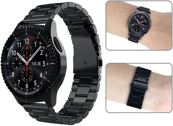 Smart Watch Rem 22mm rustfrit stål armbånd kompatibelt med Apple Huawei Black Consumer Electronics