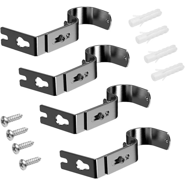 Galaxy Gardinstångshållare 4-pack Justerbar Heavy Duty Gardinhållare (svart)