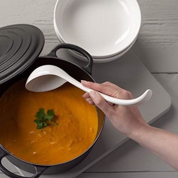 T366 Traditionel Porcelæn Sauce- og Suppeske, 27 cm – Hvid Hvid Ske Hvid Ske Hvid Ske