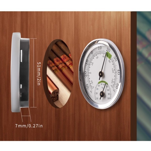 1 x 58 x 12 mm Analog Hygrometer Termometer for Innendørs/Utendørs
