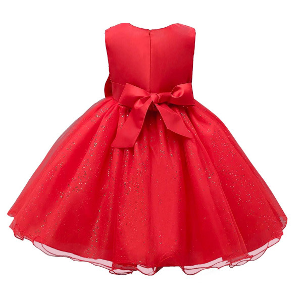 TG Festklänning med Rosett och Blommor - Röd (130) Röd one size