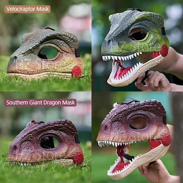 Dinomaske med lyd, hardplast, halloween dinosaurleke_yux