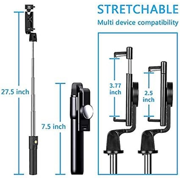 Uusi K07 stativ selfie-keppi vaakakuvaus ja pystysuora kuvaus bluetooth selfie-keppi selfie-tarvike matkapuhelinpidike