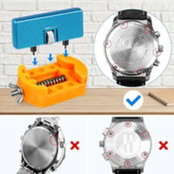 8st watch batteribyte verktøyssatser- etui åpnere brukes for åpent klokkedeksel reparasjon