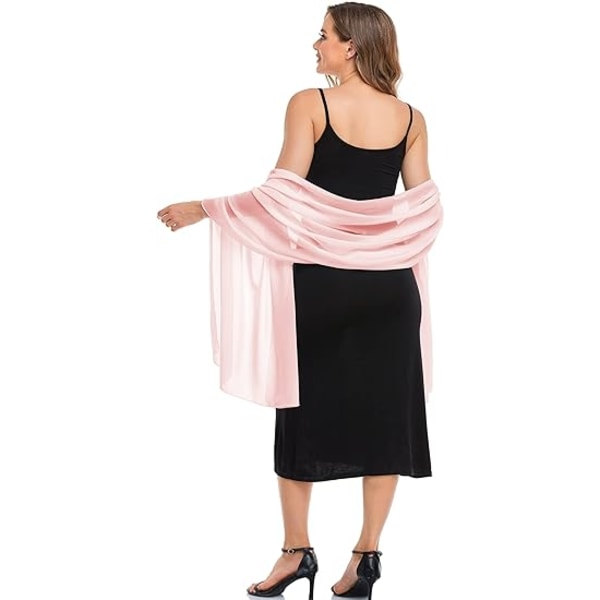 Blekt rosa kvelds-sjal og skjerf i chiffon - Elegant og myk