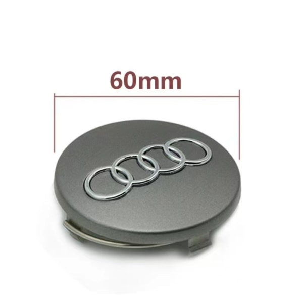 4 nya 60 mm grå Audi aluminiumfälgar, märken Emblem